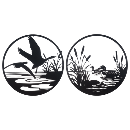 Round Laser Cut Loon and Geese Wall Decor