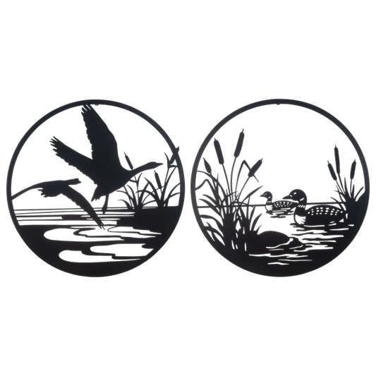 Round Laser Cut Loon and Geese Wall Decor