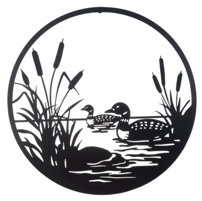 Round Laser Cut Loon and Geese Wall Decor