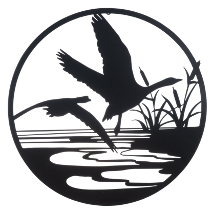 Round Laser Cut Loon and Geese Wall Decor