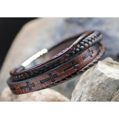 Men's Cross Leather Bracelets