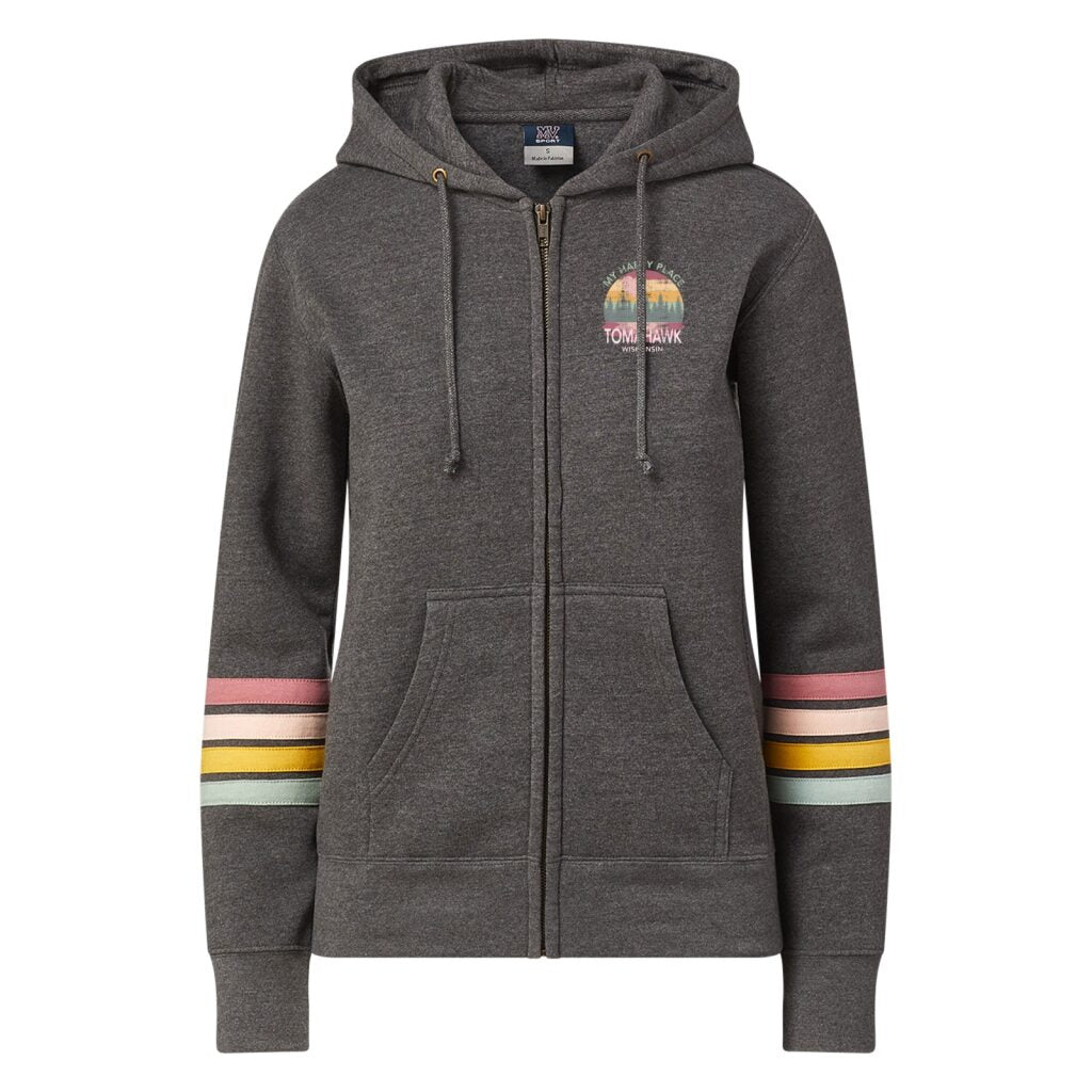 My Happy Place Striped Sleeve Full Zip