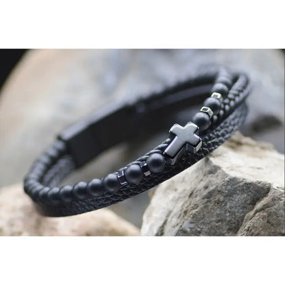 Men's Cross Leather Bracelets