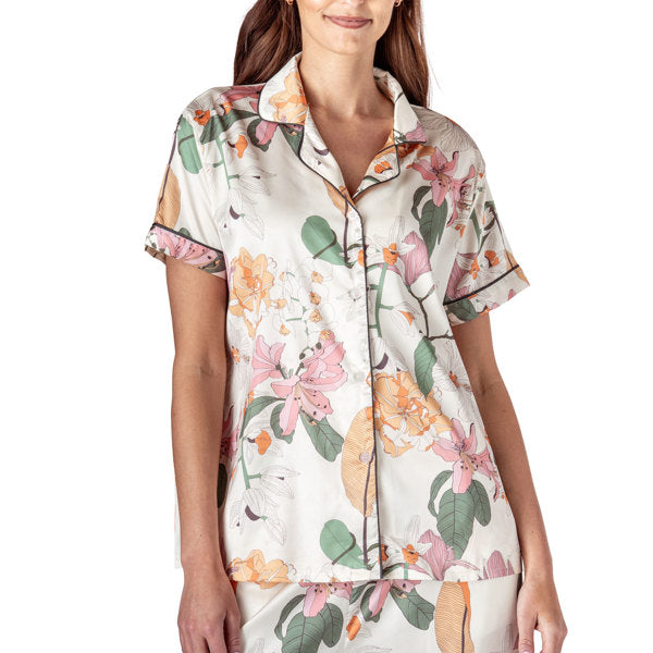 Hello Mello Mon Cheri Satin Pajama Tops