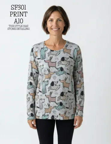 Creation Printed Long Sleeve Top