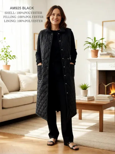 Creation Long Black Quilt Vest
