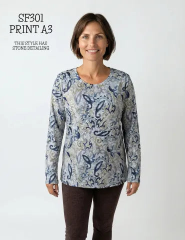 Creation Printed Long Sleeve Top