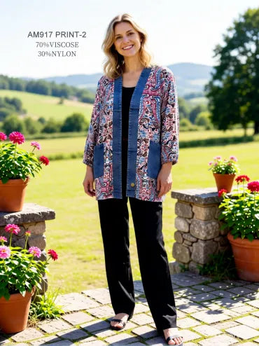 Creation Denim Detail Cardigan