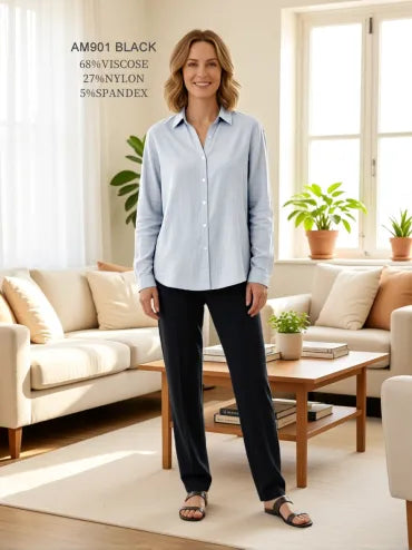 Creation Black Straight Leg Pleat Pant