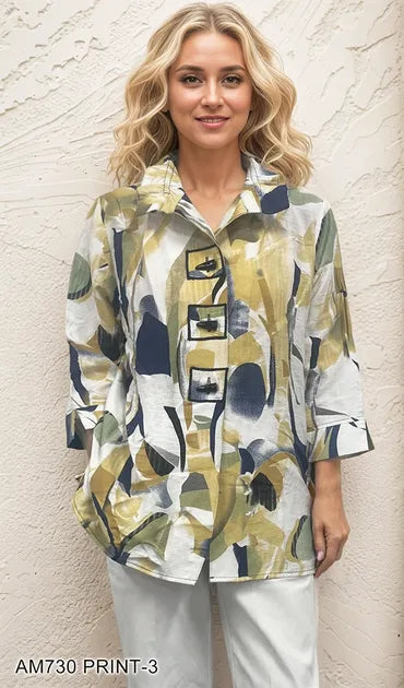 Creation Printed Wire Collar Top