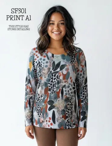 Creation Printed Long Sleeve Top