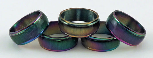 Rainbow Stone Steel Rings