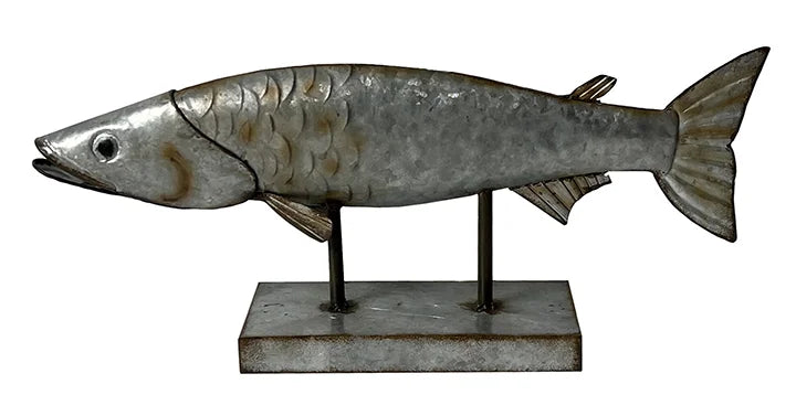 Galvanized Fish on Stand