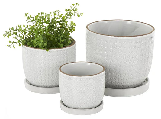 Dimpled Planter With Tray